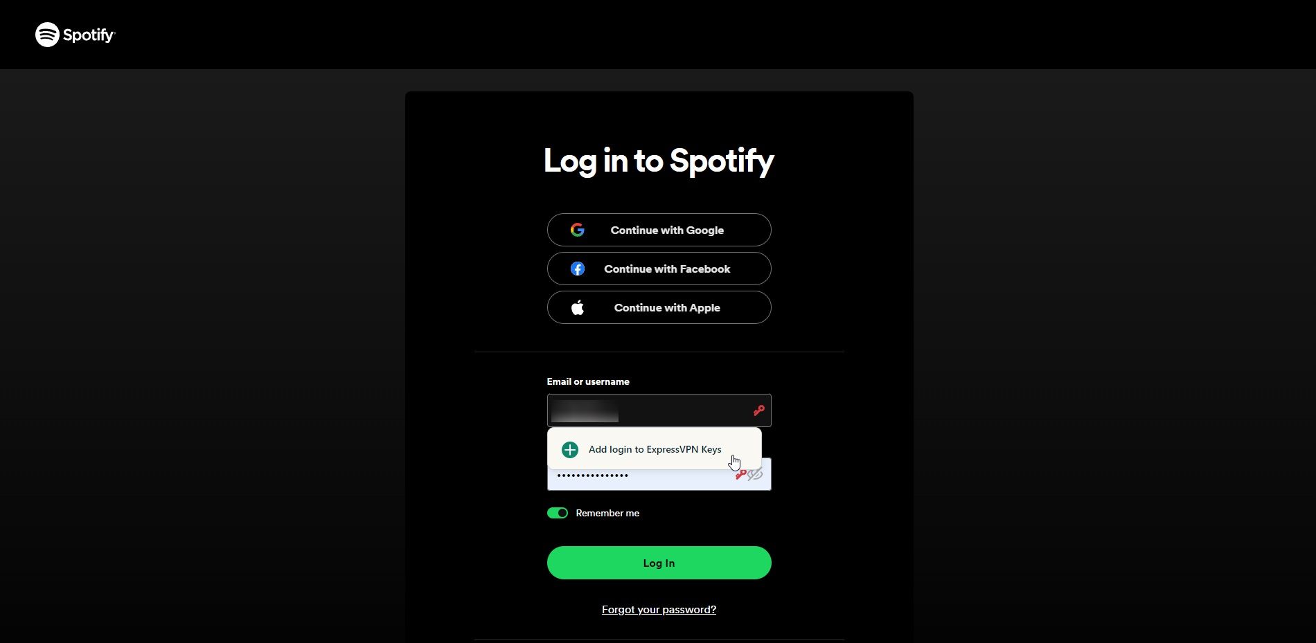 نماد کلید قرمز صفحه ورود به سایت spotify