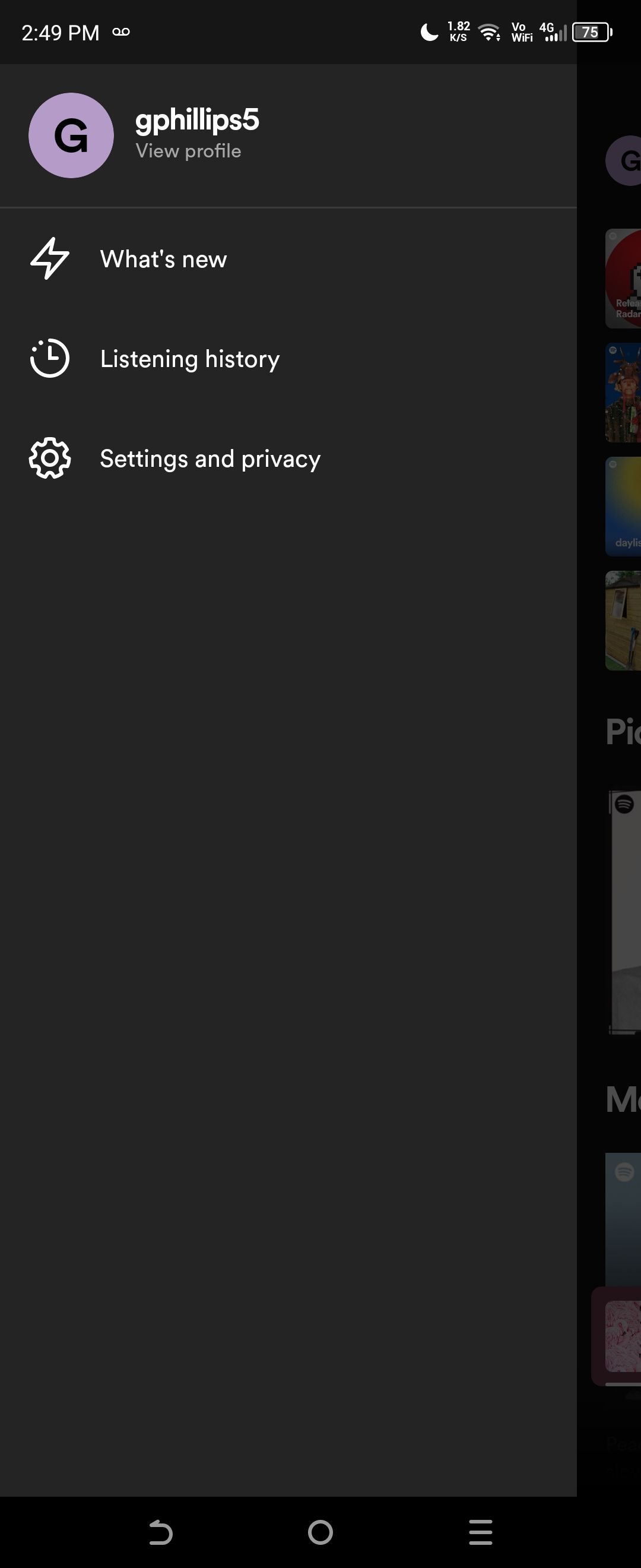 spotify settings menu android