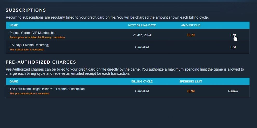 ویرایش اشتراک در Steam