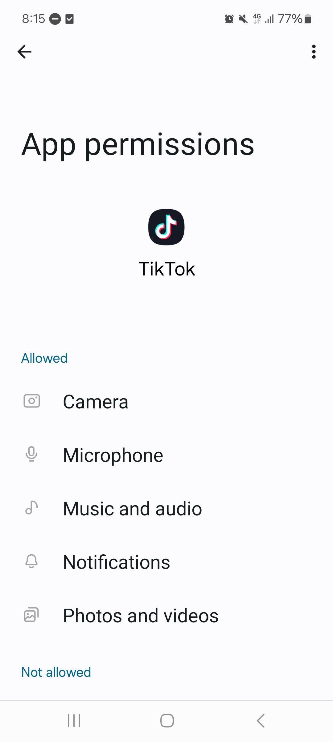 مجوزهای برنامه TikTok