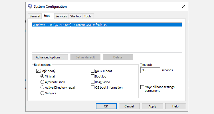 use msconfig to enter safe mode windows 10