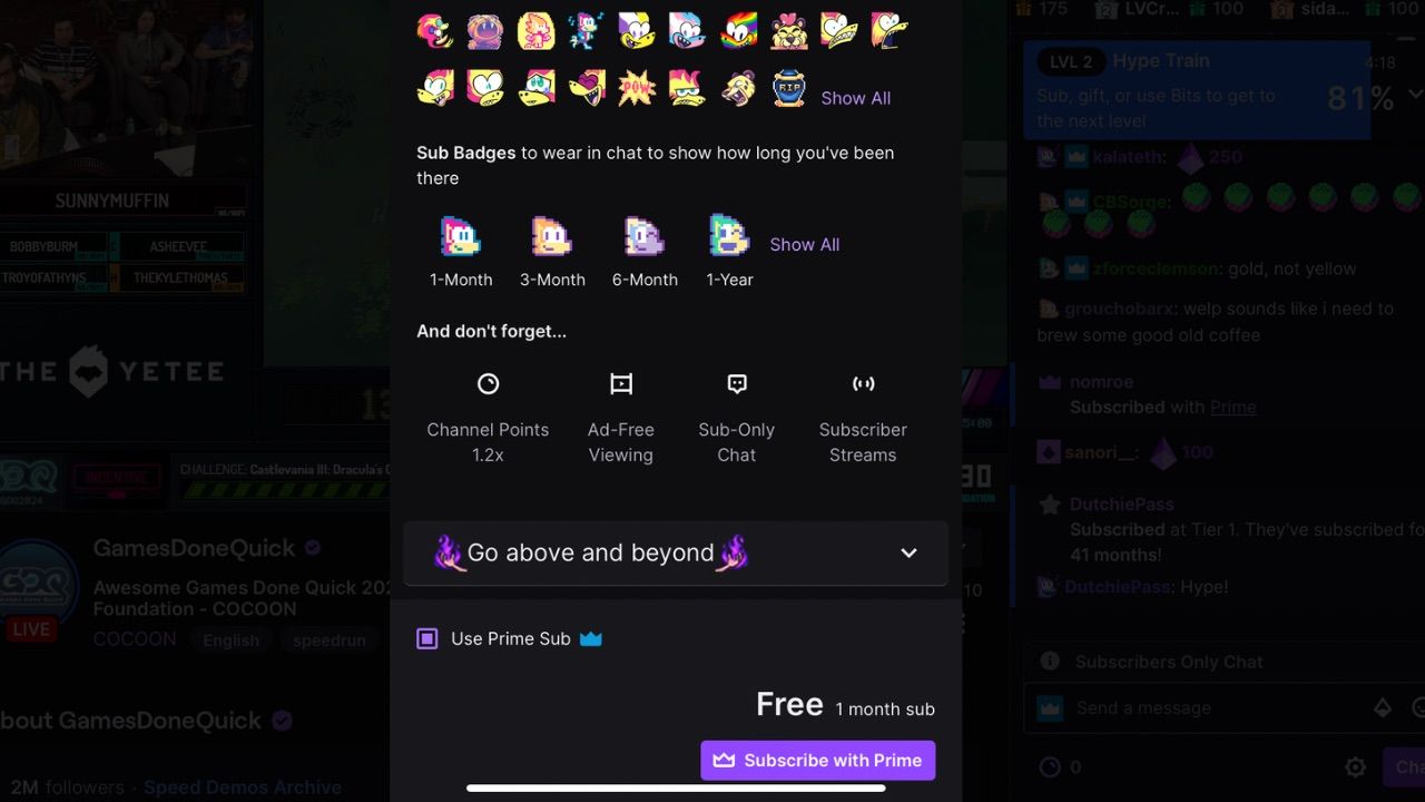 Use Prime Sub Button on Twitch