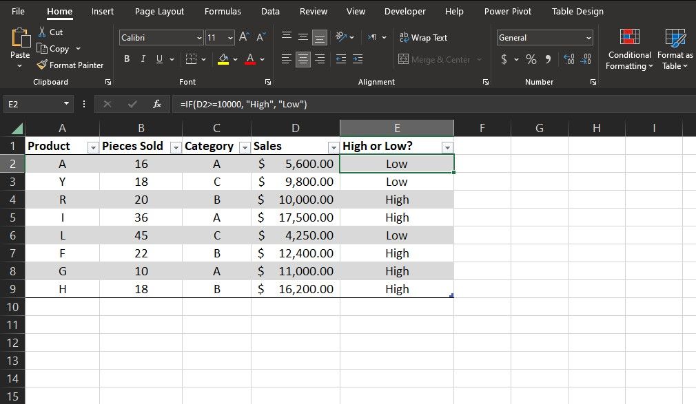 Using greater than or equal to with the IF function in Excel