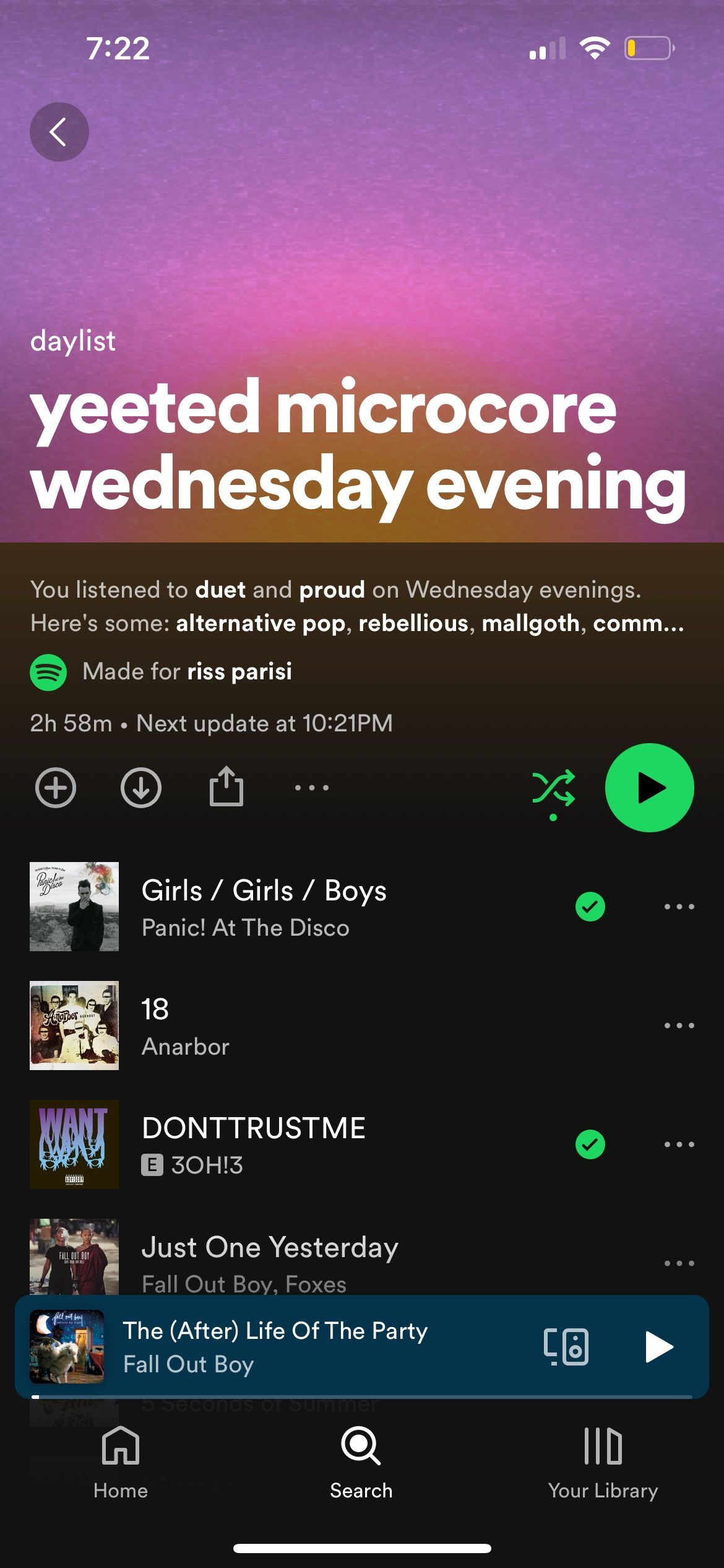 Spotify daily playlist view