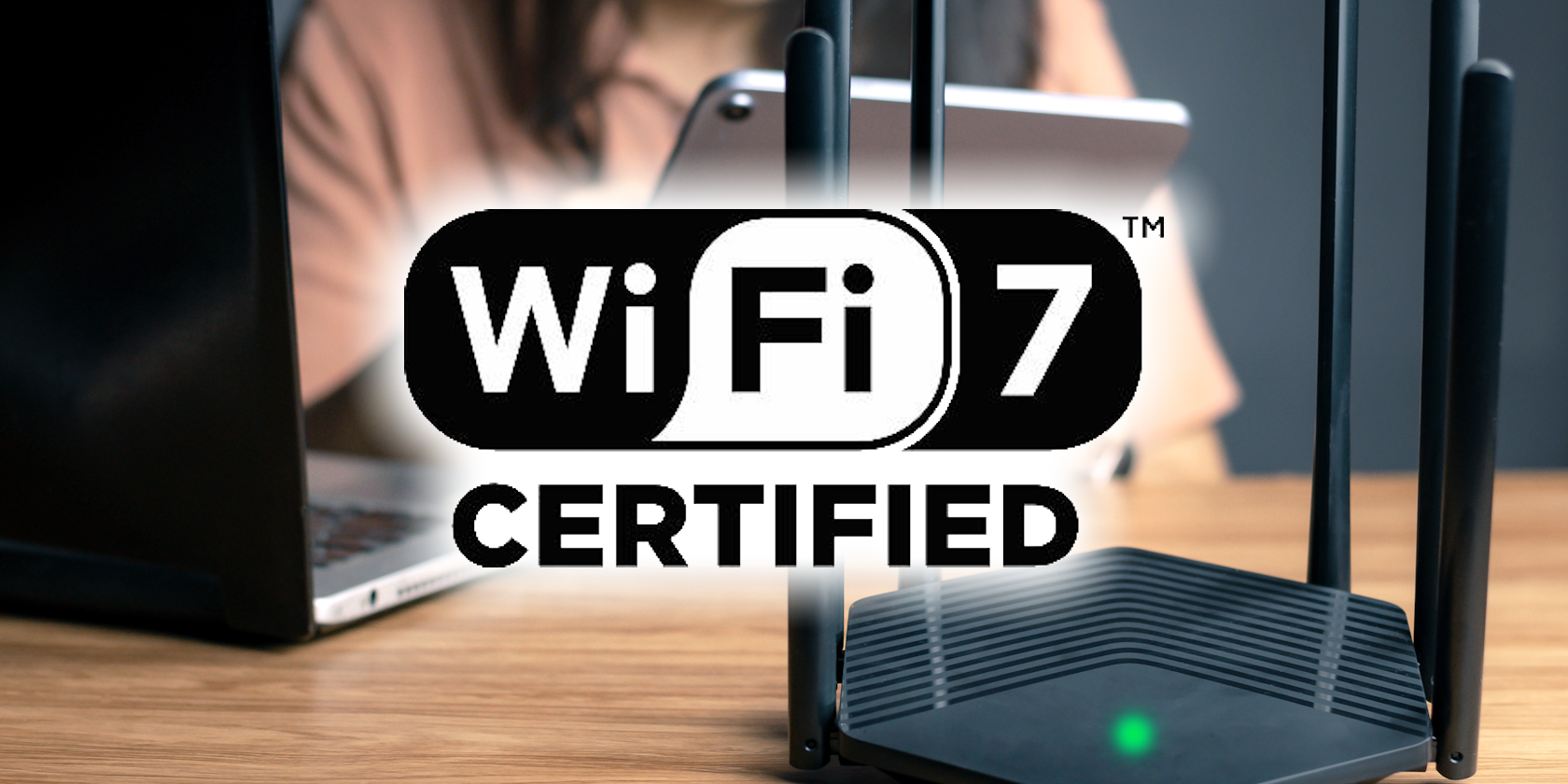 wifi 7 certified logo on router background