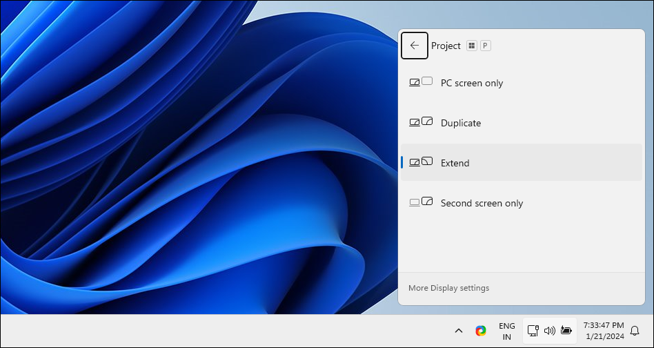 Windows 11 Desktop Showing the Project Menu-1