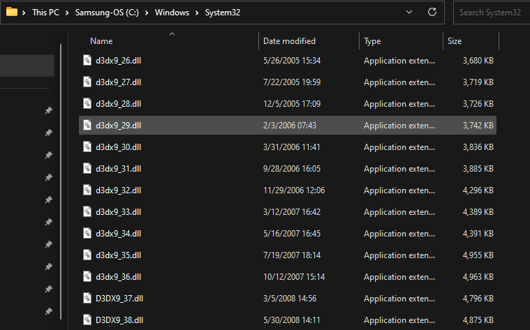 Windows 11 DirectX List of Files
