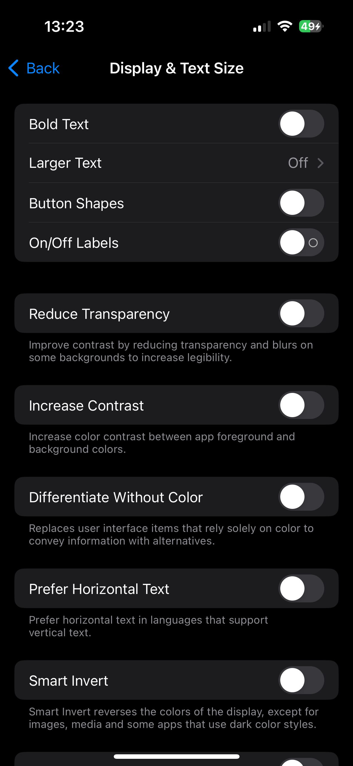 iPhone Text Accessibility Options