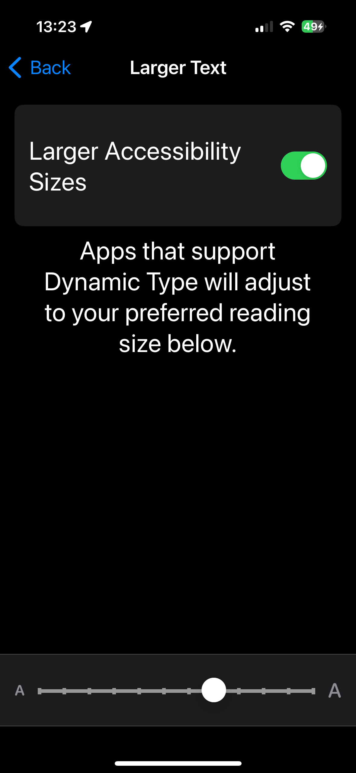 iPhone Larger Text Accessibility Options