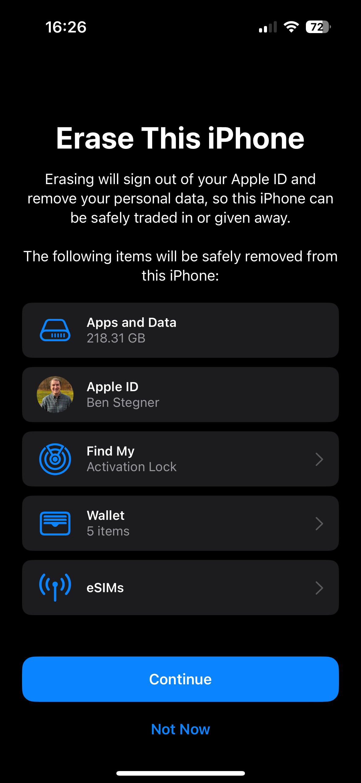 iPhone Transfer or Reset Summary