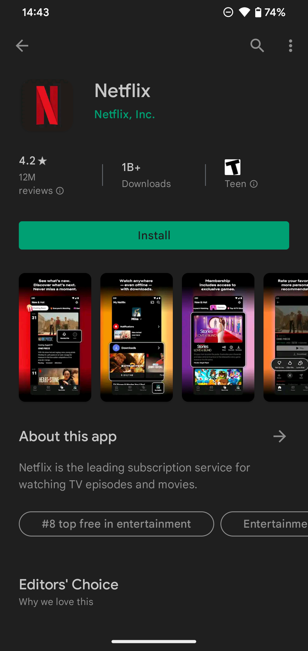 Netflix Listing Play Store