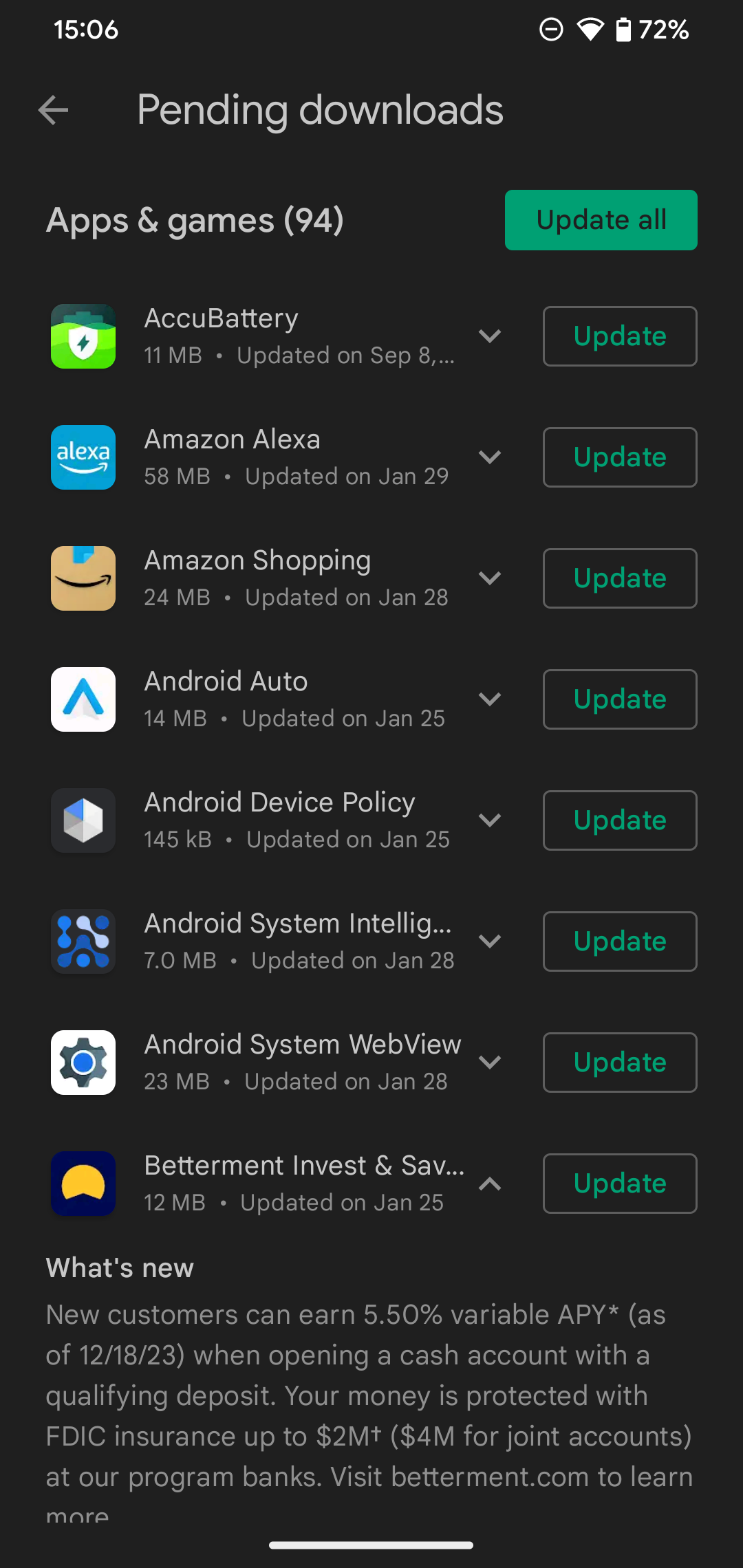 Android Apps Updating