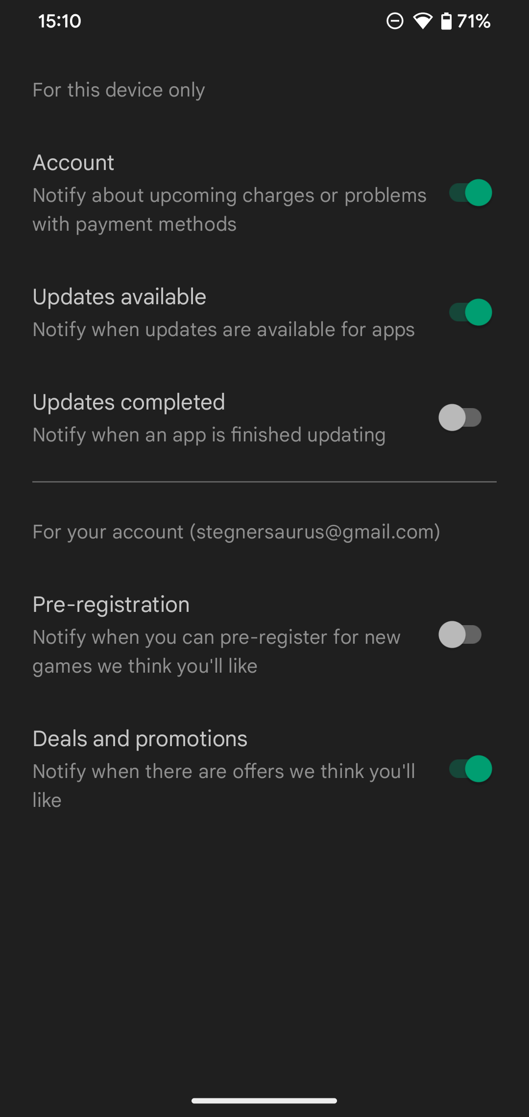 Play Store Notification Settings