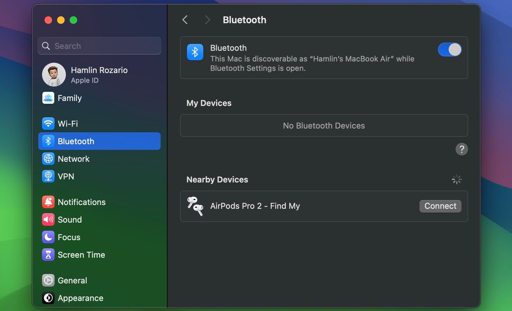 AirPods Pro appearing under Nearby Devices in Bluetooth settings