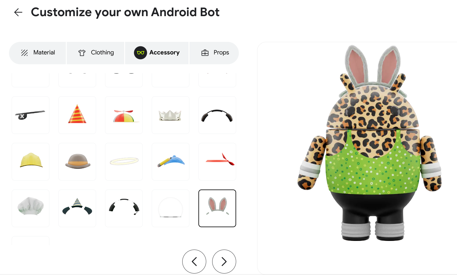 The Android mascot wearing a pair of bunny ears