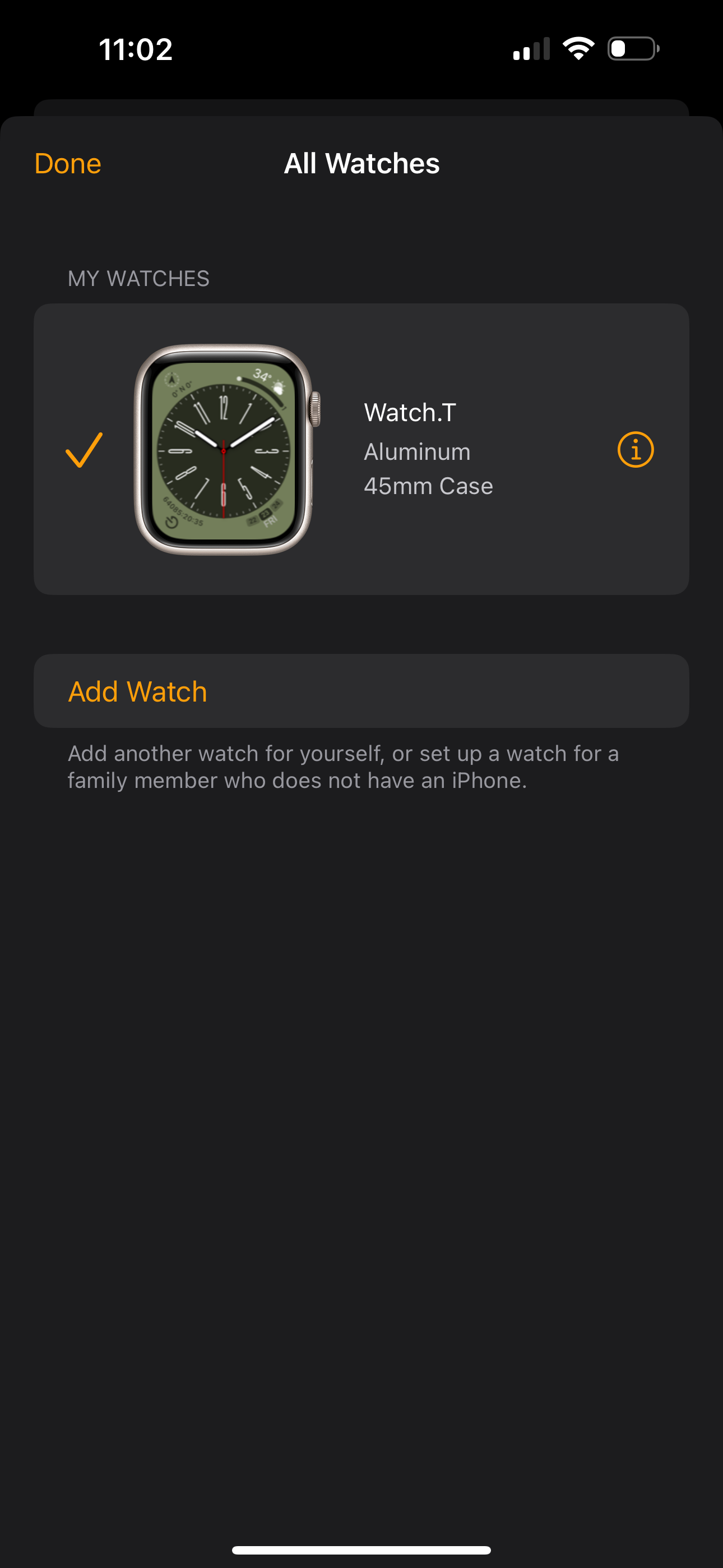 Where's the i icon on my apple watch hot sale