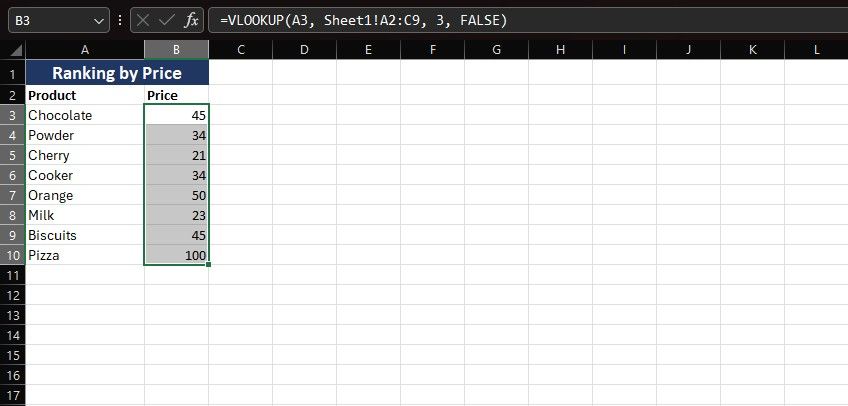 Connecting sheets with VLOOKUP in Excel