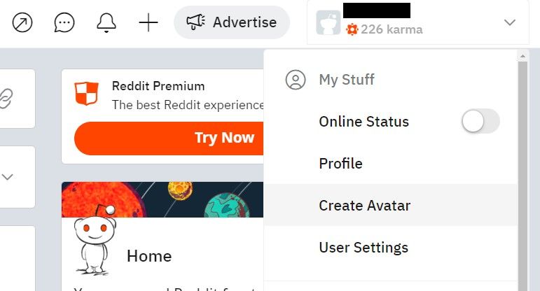 create avatar option on reddit website