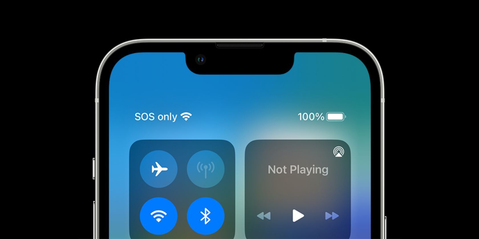 iPhone Control Center with SOS only warning