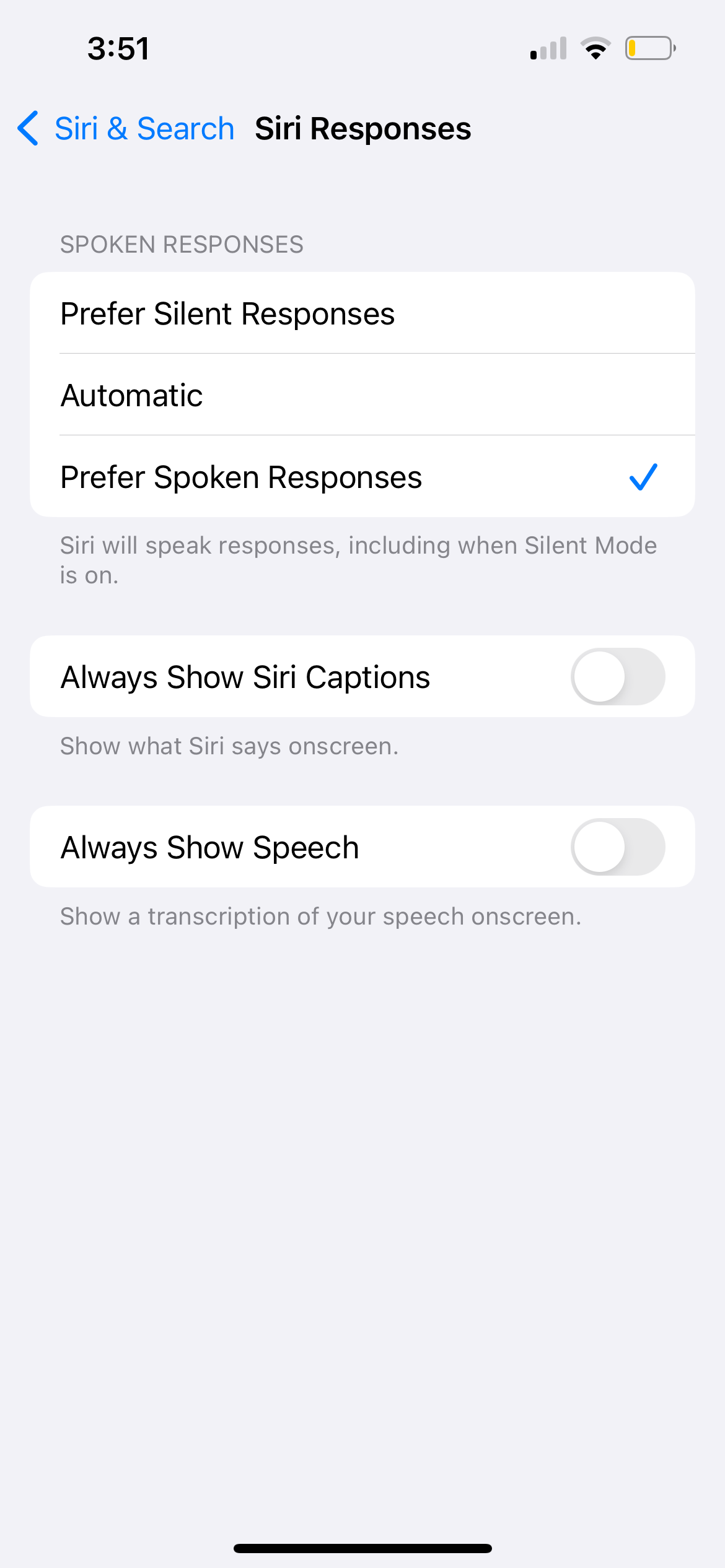 iphone siri responses settings
