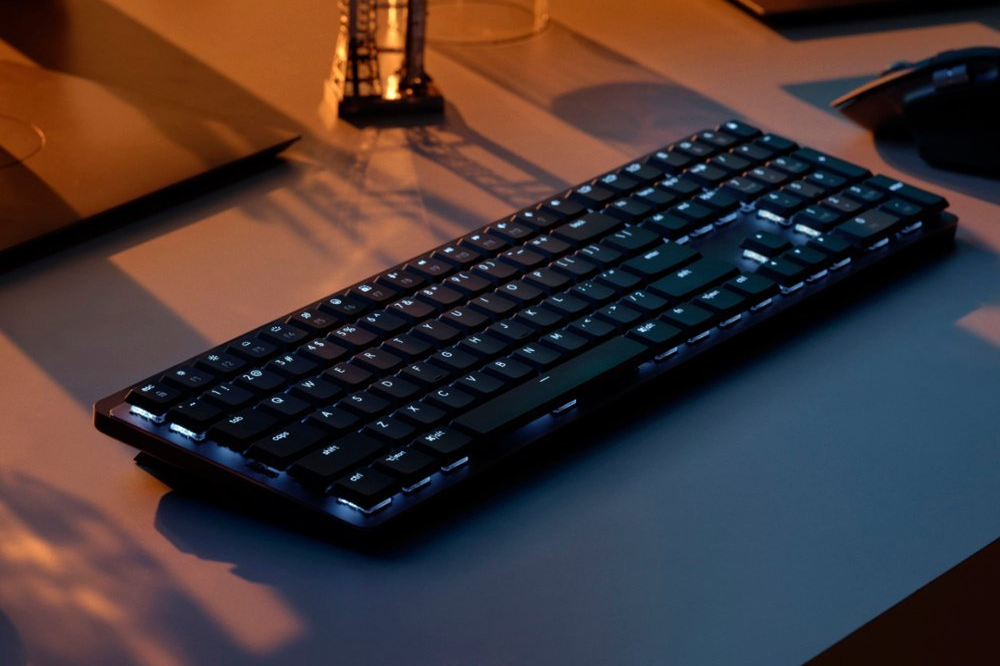 Logitech MX mechanical keyboard on a desk