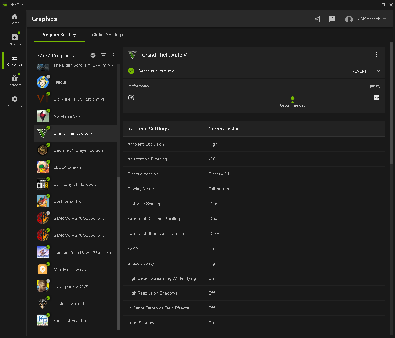 nvidia app - graphic settings