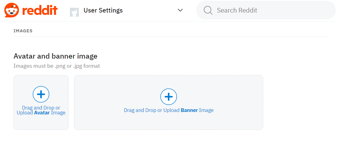 reddit user settings on website including images