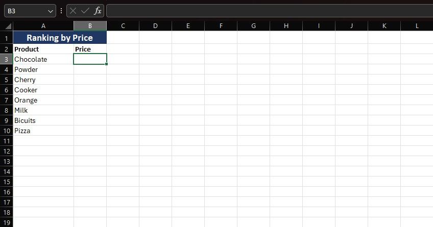 Sample spreadsheet for connecting sheets with VLOOKUP in Excel