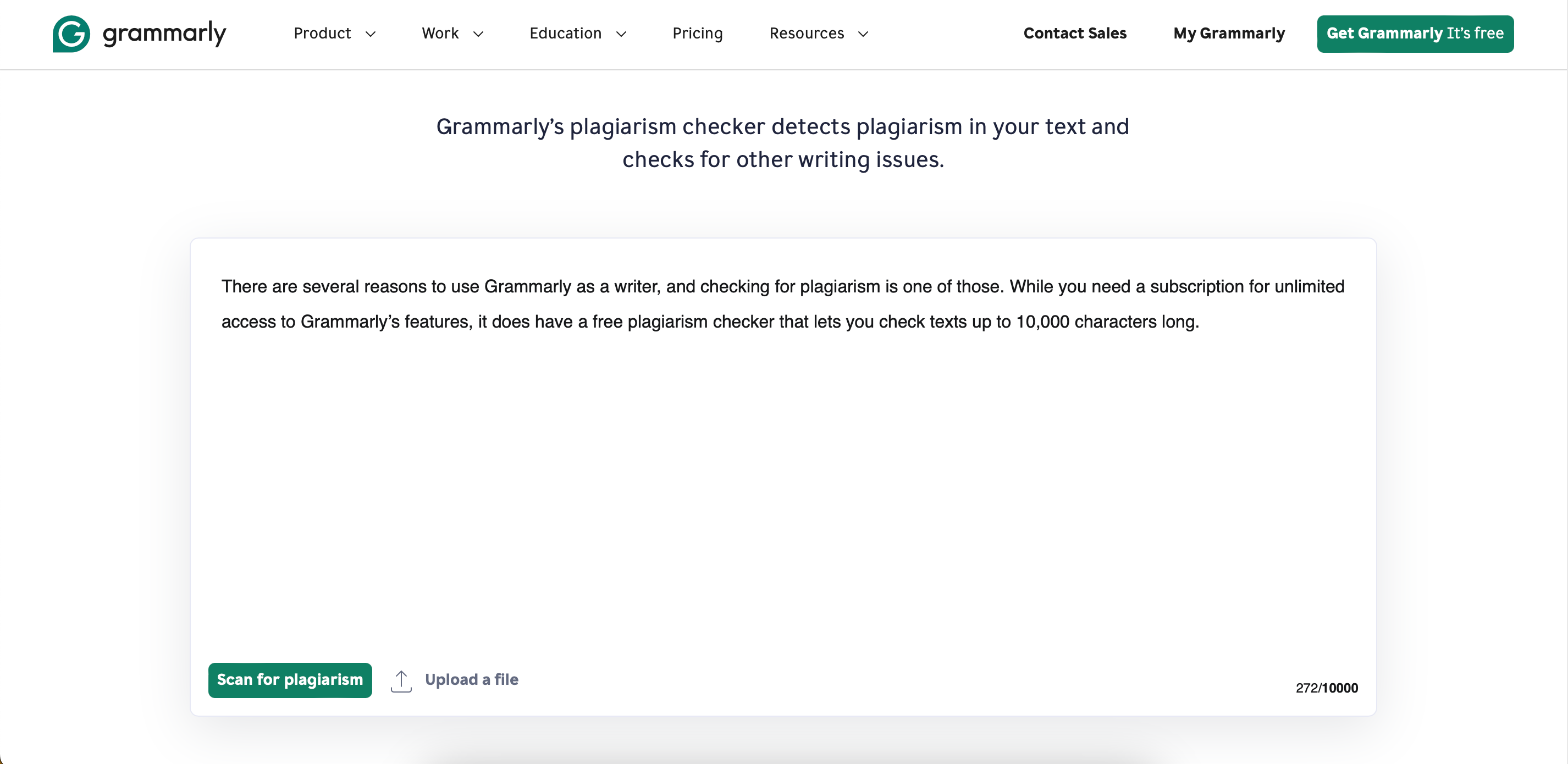 Scan for Plagiarism in Grammarly