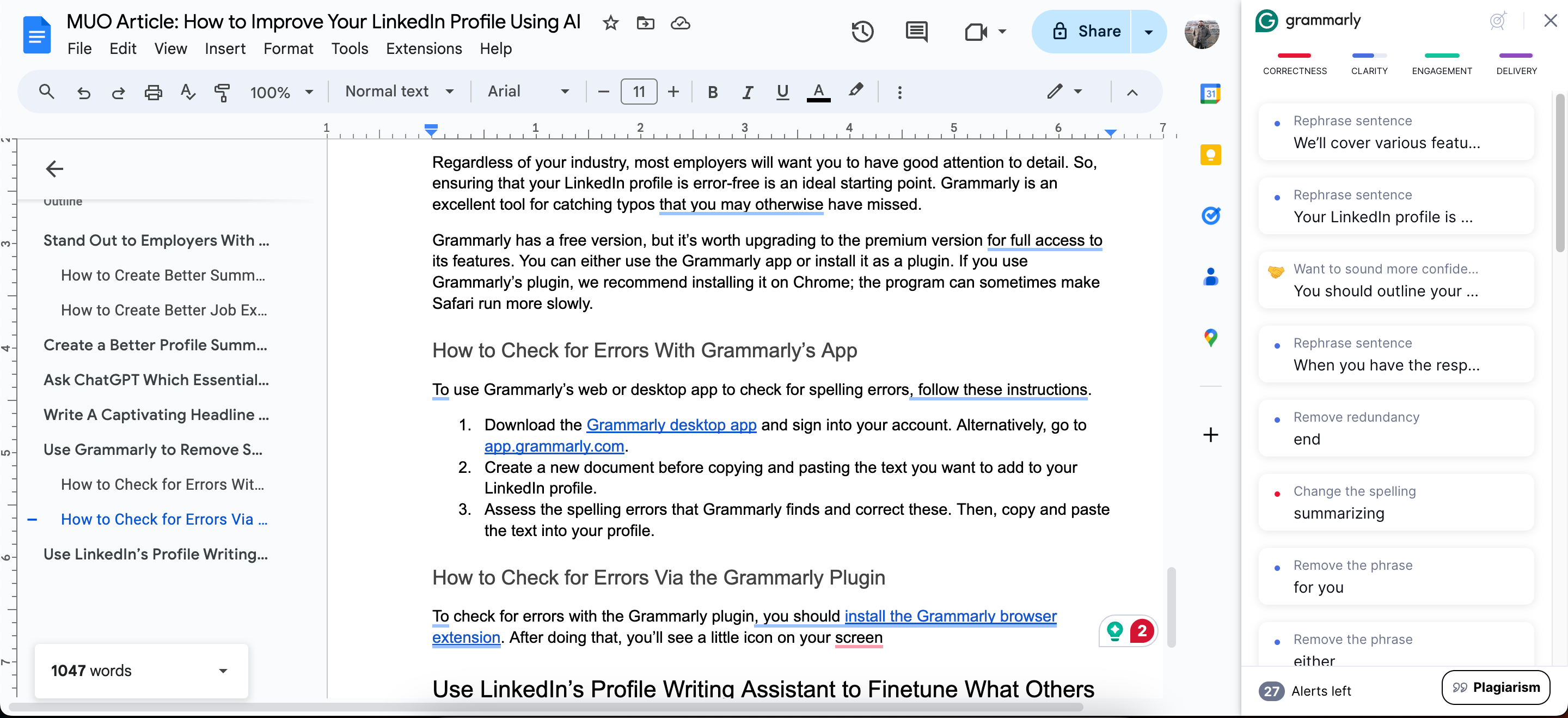 The Grammarly icon appearing in Google Docs