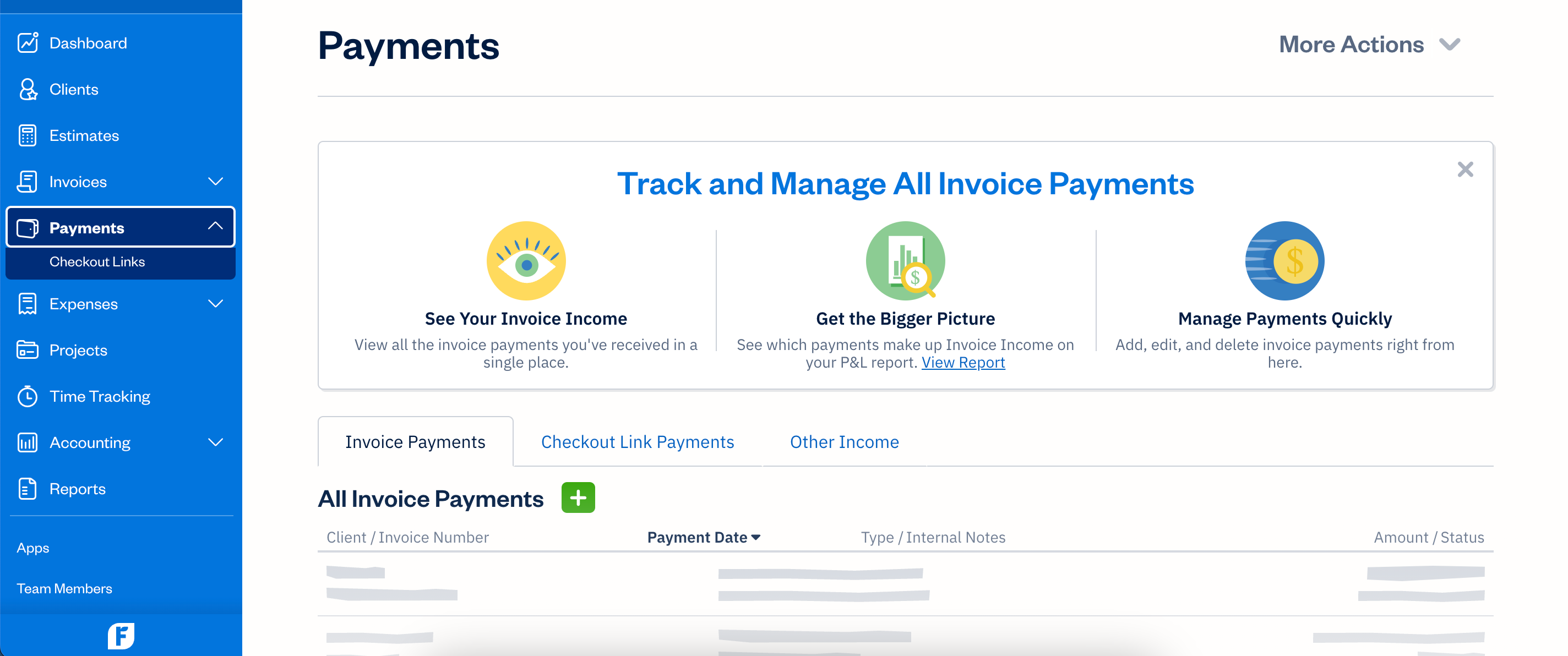 An image of the user interface within the FreshBooks app