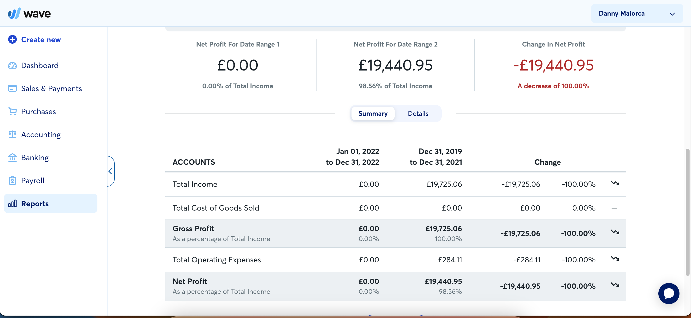 The Wave Bookkeeping User Interface
