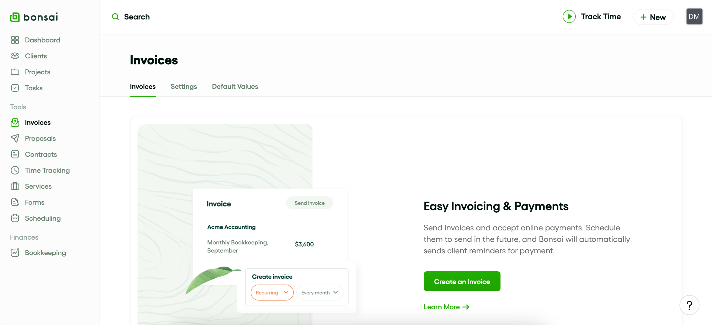 The app interface in Bonsai