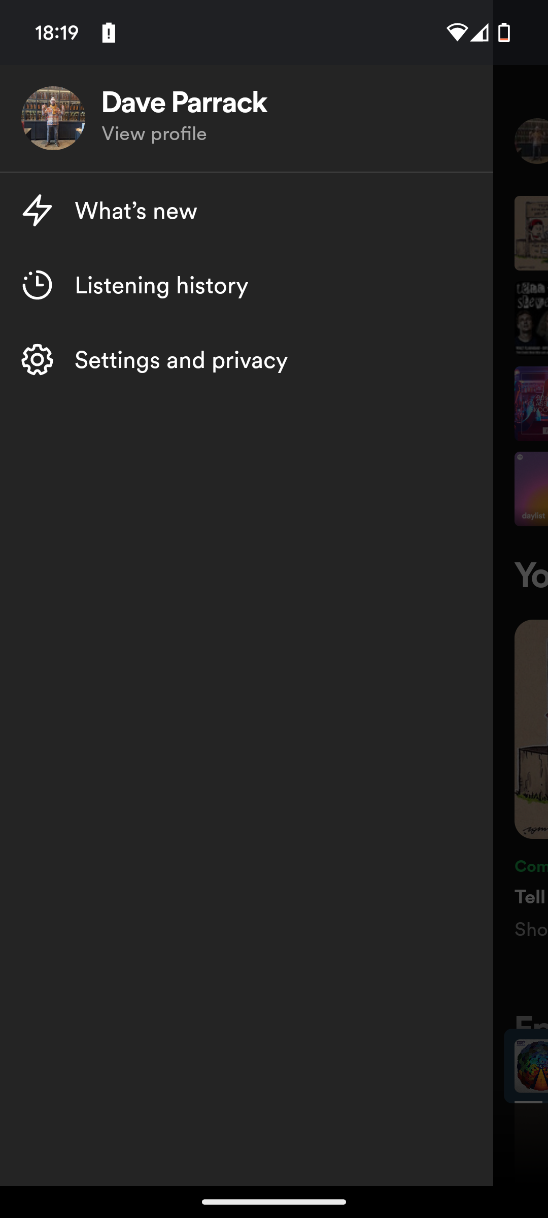 How to navigate to Spotify's Settings and Privacy page.