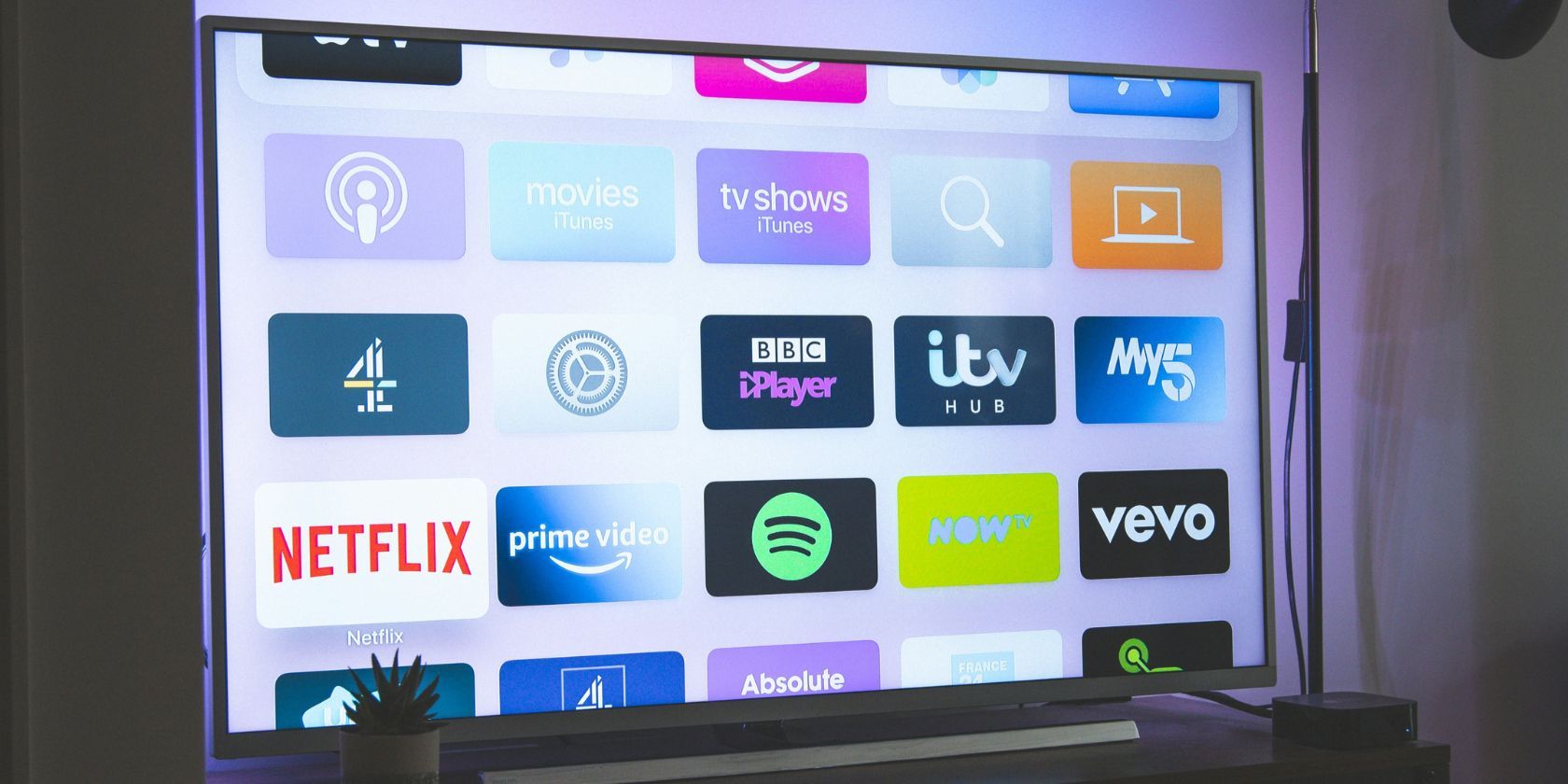 image of menu page of streaming platforms on television