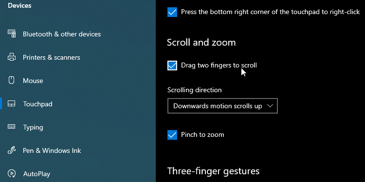 Enabling two-finger scrolling on Windows.