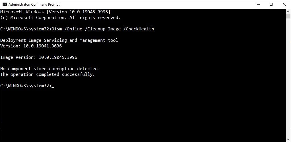 windows dism check in command prompt