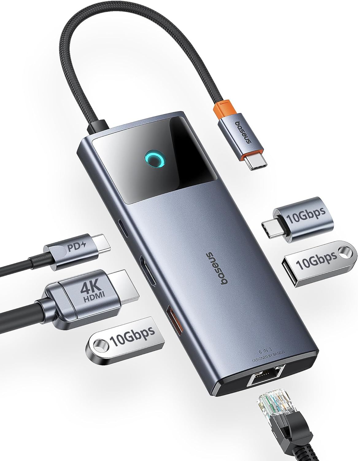 Baseus Metal Gleam Series II 6-in-1 USB Hub ecommerce image