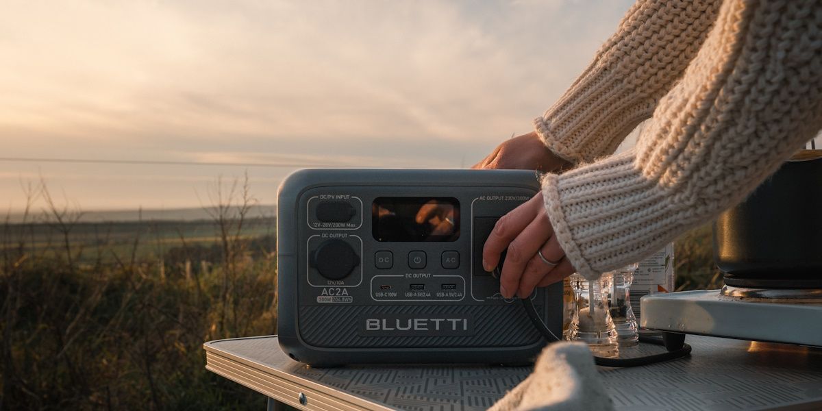 bluetti ac2a portable power station on outdoor table