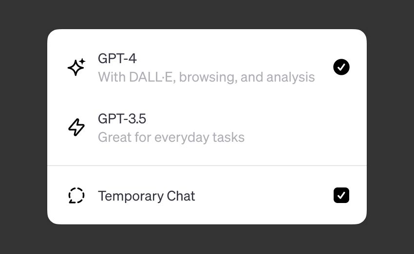 chatgpt temporary chat option