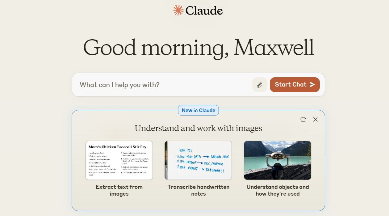 screengrab of the claude ai homepage