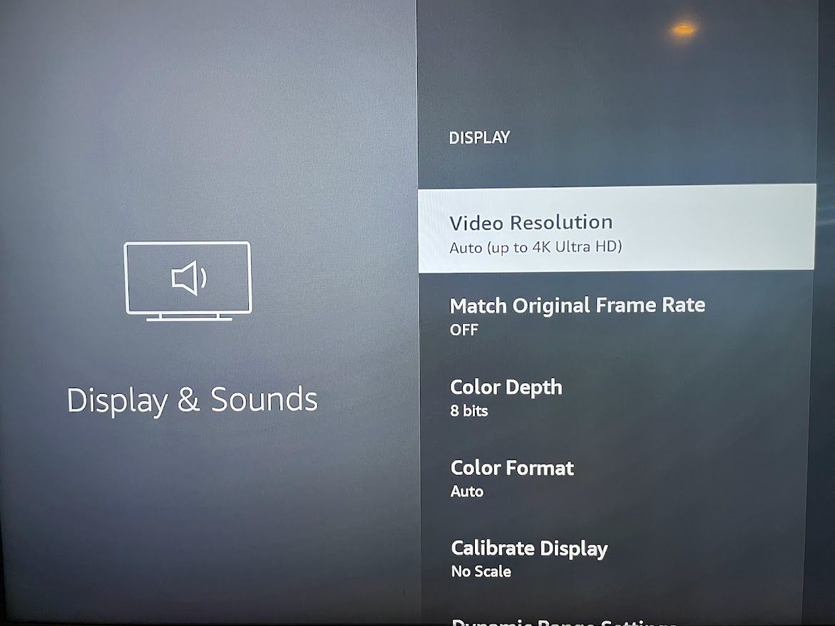 Select Video Resolution in the menu