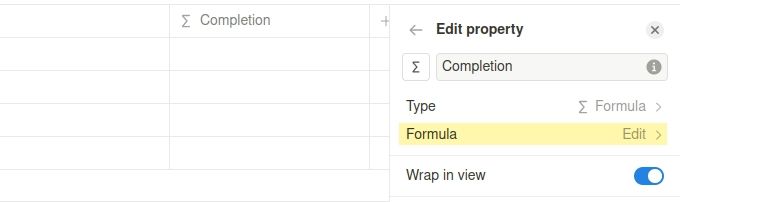 editing the formula for my progress bar in a notion database