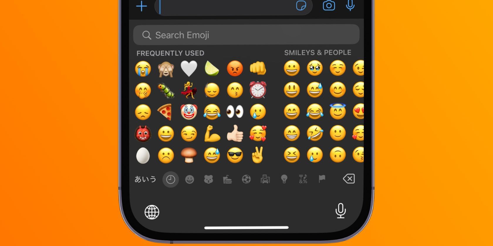 Rows of emojis on iPhone