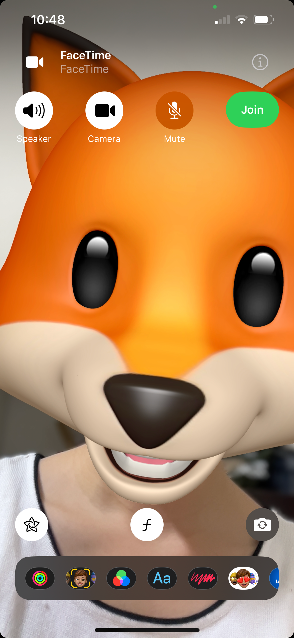 fox Memoji in iPhone FaceTime