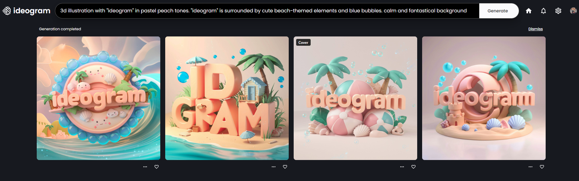 Pastel Peach Beach Themed Ideogram Logo Prompt