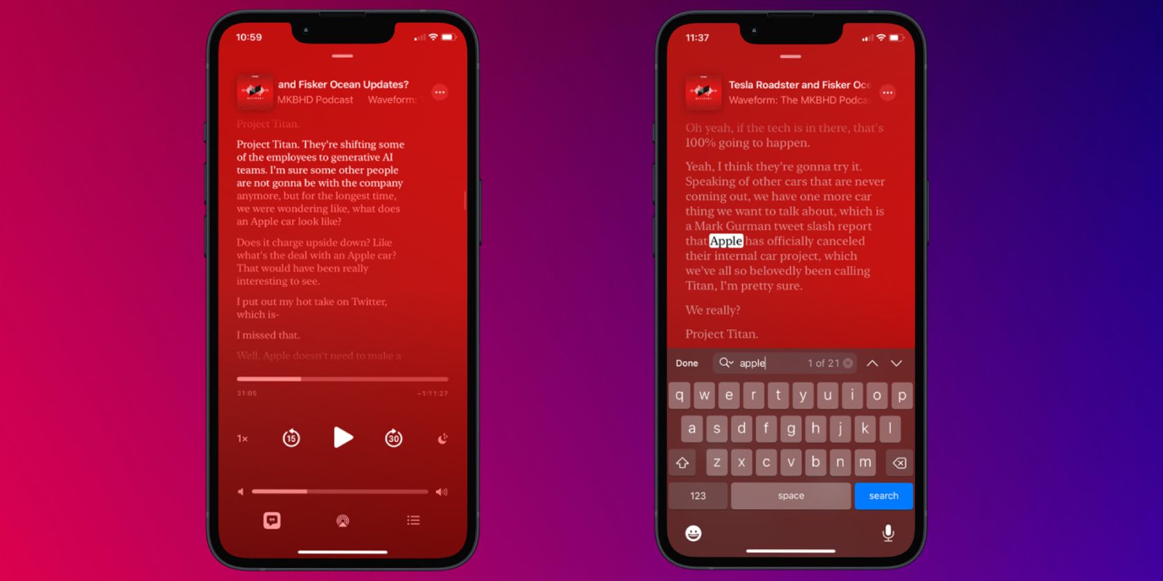 رونویسی پادکست iOS 17.4