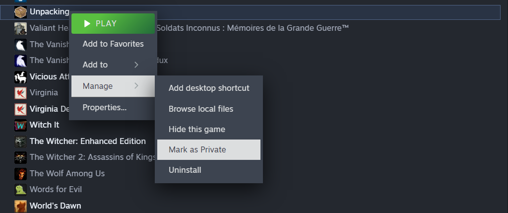 You Can Now Properly Hide Steam Games by Marking Them as Private