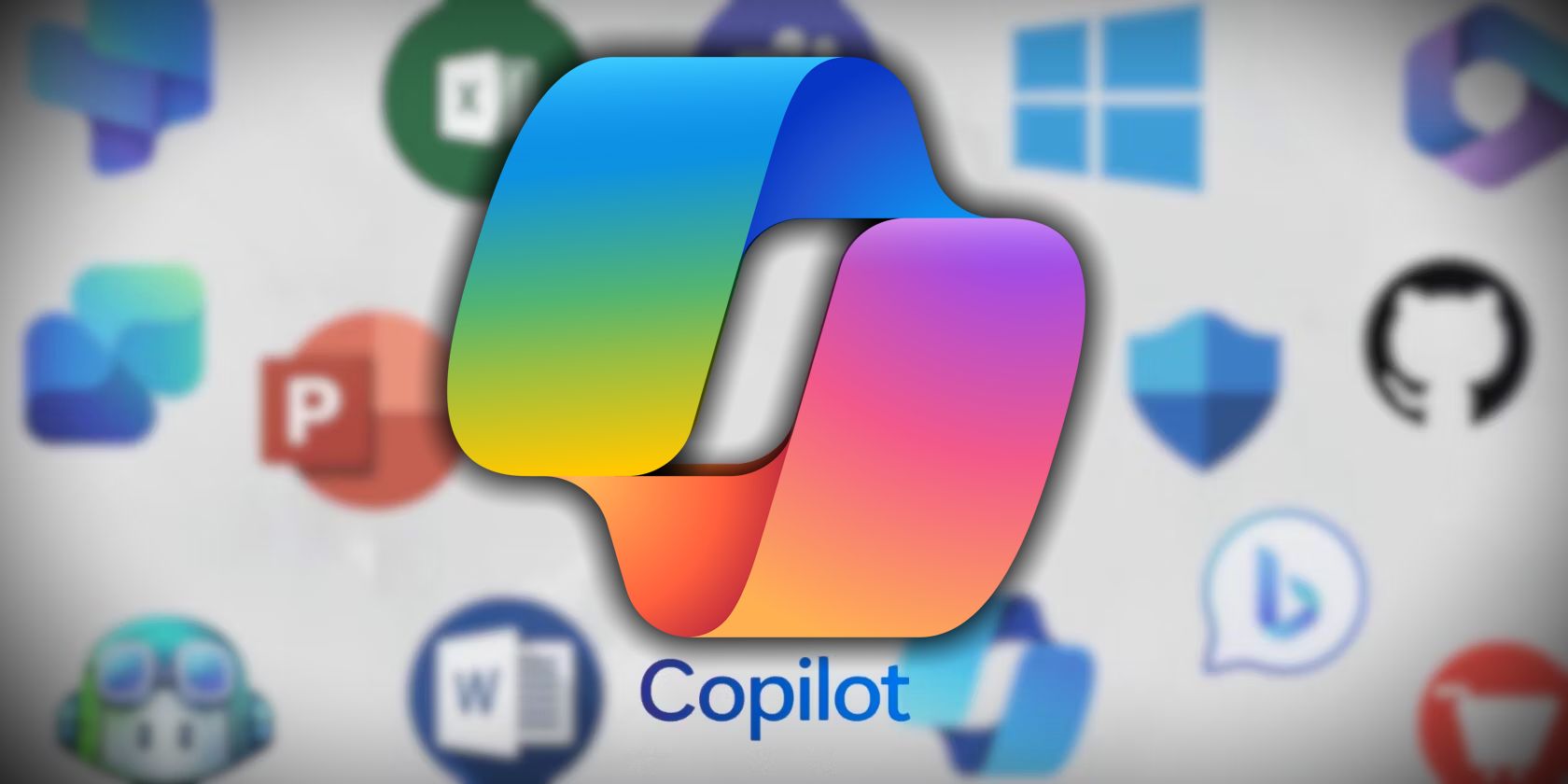 microsoft copilot logo with microsoft app logo background