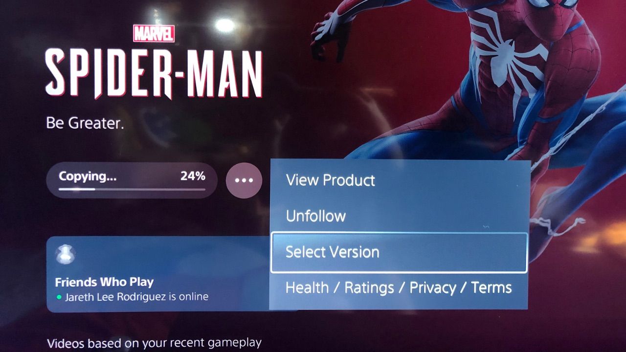 PS5 Upgrade via Game Menu
